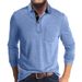 Men's Clothing Men's Long Sleeve T-Shirt With Collar - Comfortable Cotton Blend Fabric, Classic Fit, Multiple Colors For Everyday Wear_viptrois.com