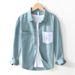 Fresh And Artistic Color Blocked Shirt, Youthful And Casual Long Sleeved Cotton Shirt Jacket_viptrois.com