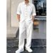 Men's Casual Vacation Shirt And Trousers Suit Single Breasted Lapel Long Sleeve Linen Spring New Arrival Straight Leg_viptrois.com