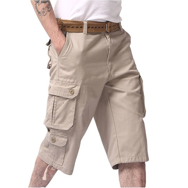 Men's Workwear Pants, Trendy Loose Fit Plus Size Cotton Five Inch Shorts, Men's Multi Pocket 7-inch Pants_viptrois.com