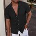 Men's Casual Fashion Shirt Short Sleeve Top With Collar_viptrois.com