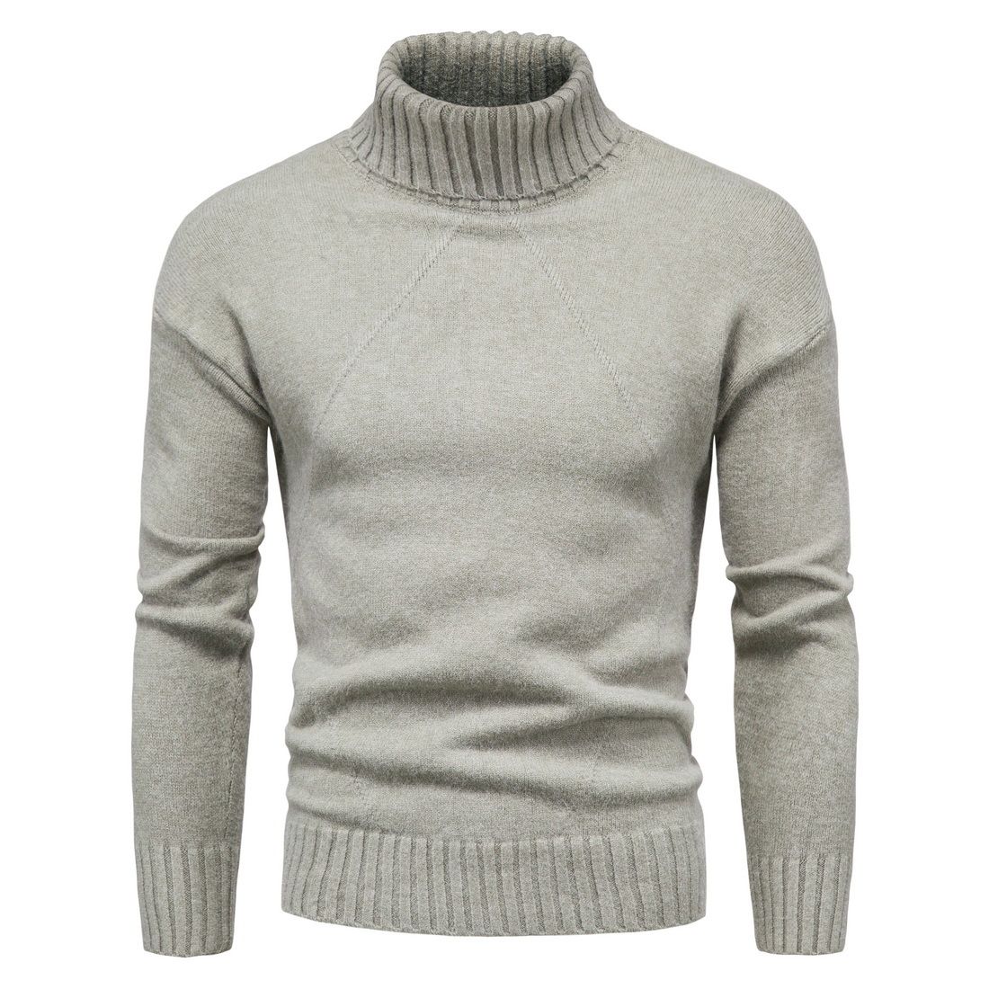 Men's Clothing Men's Knitted Sweater, Men's High Necked Fashionable Long Sleeved Sweater, Base Sweater_viptrois.com