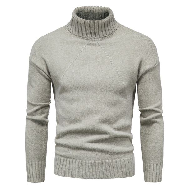 Men's Clothing Men's Knitted Sweater, Men's High Necked Fashionable Long Sleeved Sweater, Base Sweater_viptrois.com