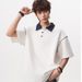 Summer Men's High-end Spliced Lapel Polo Shirt, Short-sleeved, Business Casual, Fashionable, Versatile, Loose And_viptrois.com