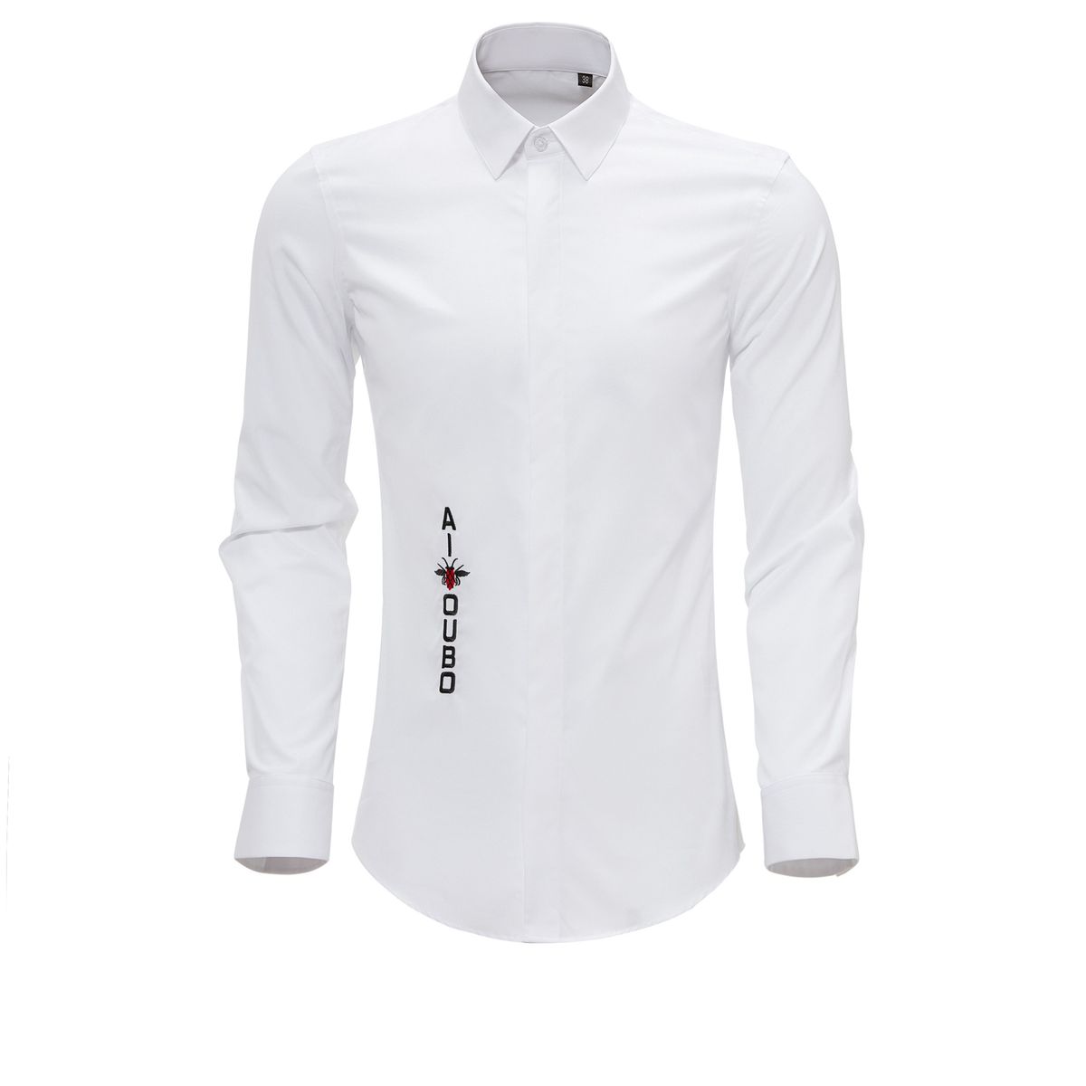 Men's Clothing Men's Slim Fit Long Sleeved Shirt Trendy Style Embroidered Honey Casual Wear Long Sleeved Shirt Trendy Style_viptrois.com