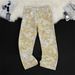 Men's Clothing Jeans For Men And Women, Slim Fit, Slightly Flared, Loose, Blurred Floral Yellow Wide Leg Pants_viptrois.com