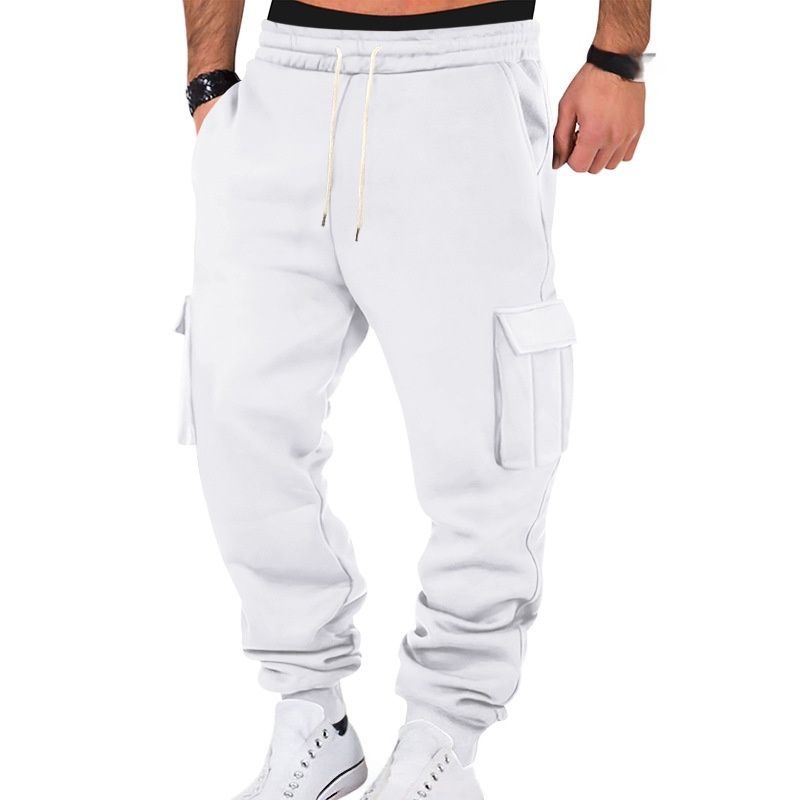 Men's Autumn And Winter Workwear Pants With Fleece, Large-sized, Multi-pocket, Casual And Sporty Tights_viptrois.com