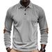 Men's Retro Corduroy Loose Casual Lapel Long Sleeved Shirt Patch Polo Shirt_viptrois.com