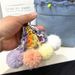 Bag Charm Creative Cute Fur Ball Flower Keychain Small Fresh Colorful Candy Ball Plush Bag Pendant Earphone Cover Accessories_viptrois.com