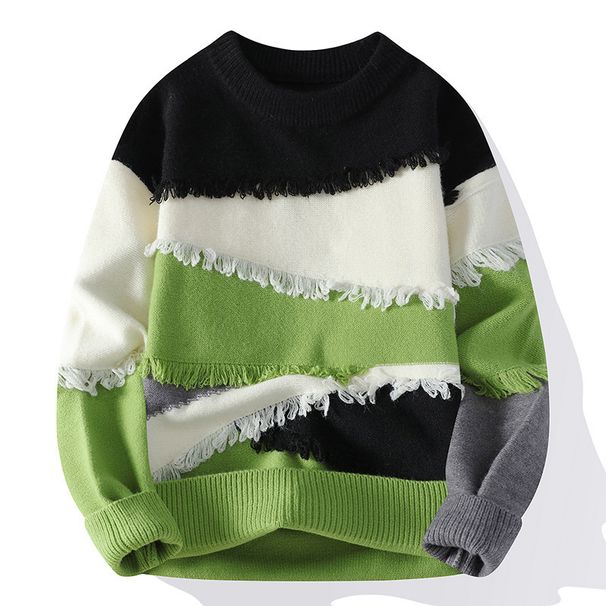 Men's Retro Knit Sweater – Thick Winter Pullover, Warm & Stylish (Light Gray/Chinese Red/Fruit Green/Yellow, M-4XL)_viptrois.com