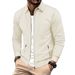 Men Spring Youth Waffle Zipper Pocket Lapel Slim Cardigan Men's Jacket_viptrois.com