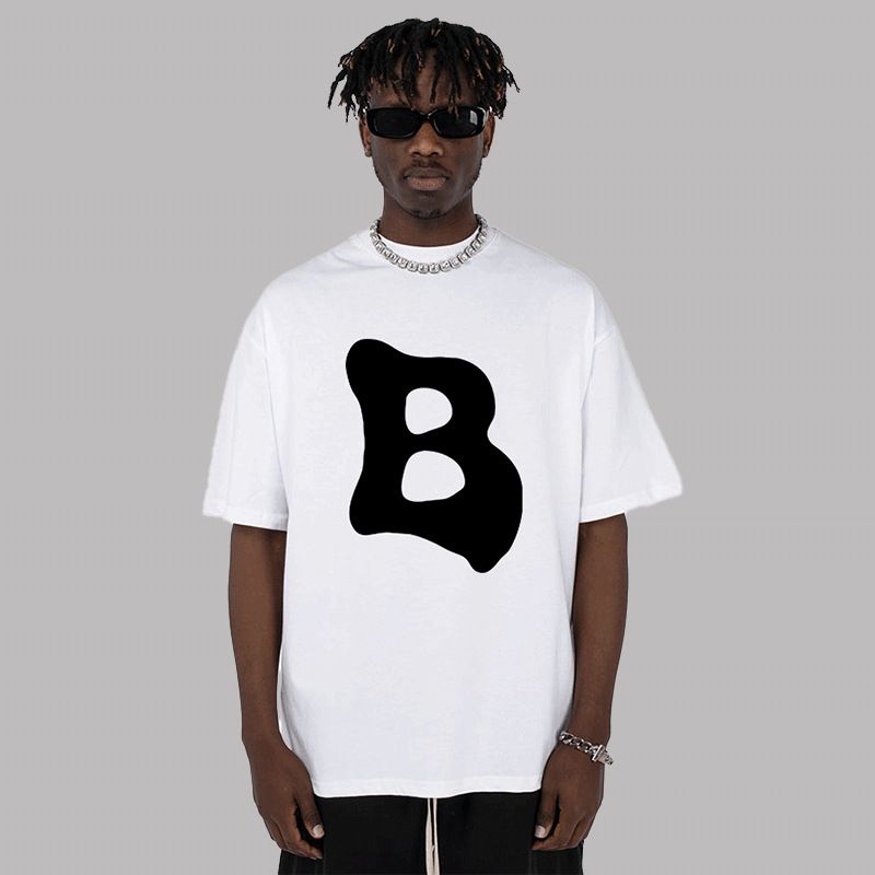 350g Pure Cotton Short Sleeved T-shirt For Men, Summer American Fashion Brand, Loose Design, Versatile Couple Outfit,_viptrois.com
