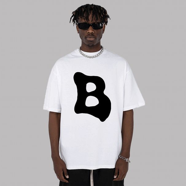 350g Pure Cotton Short Sleeved T-shirt For Men, Summer American Fashion Brand, Loose Design, Versatile Couple Outfit,_viptrois.com