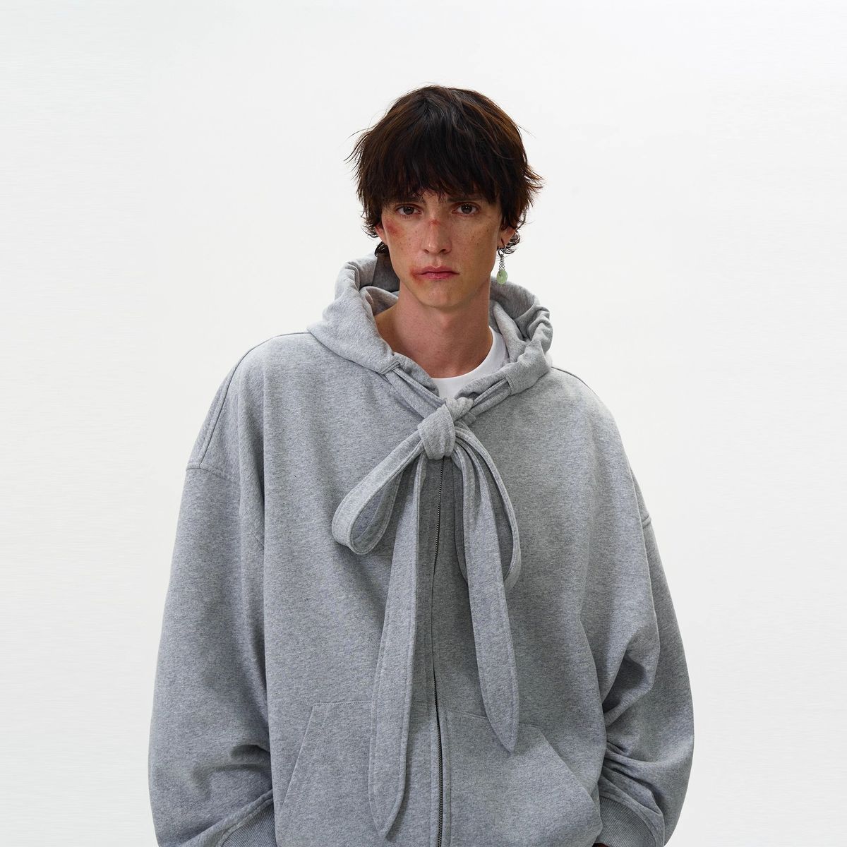 Men's Clothing Retro Strap Design Hooded Sweatshirt Loose Casual Cleanfit Hoodie Cardigan Jacket Top_viptrois.com