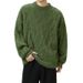Pure Cross-Border Hot-Selling European Plus Size Cable Knit Crew Neck Men's Premium Lazy Autumn Winter Sweater Factory_viptrois.com