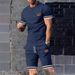 Men's Clothing Casual Short Sleeve T-Shirt Shorts Set Breathable Cotton Blend Summer Outfit For Relaxation Sports (Light Gray, Dark Gray, Black )_viptrois.com