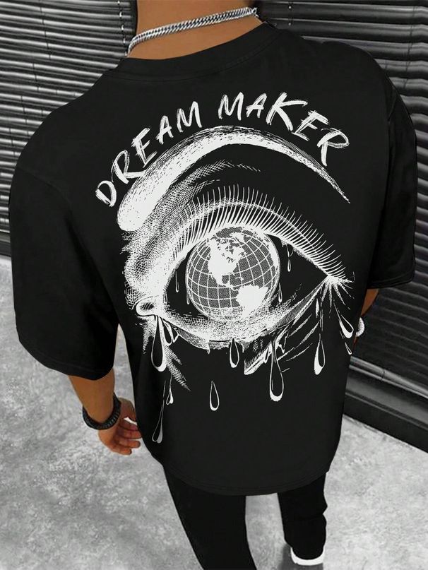 Men's Digital Print Eye T-Shirt - 2025 Spring Summer Trendy Short Sleeve Top (Black/White/Colorful)_viptrois.com