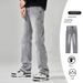 Men's Vintage Washed Denim Jeans - Relaxed Straight Fit, Hip Hop Streetwear, High Street Fashion, Casual Comfort For Urban Style_viptrois.com