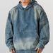 Men's Clothing retro hooded denim sweatshirt for men spring and autumn high street heavy distressed loose fashion boys pullover jacket_viptrois.com