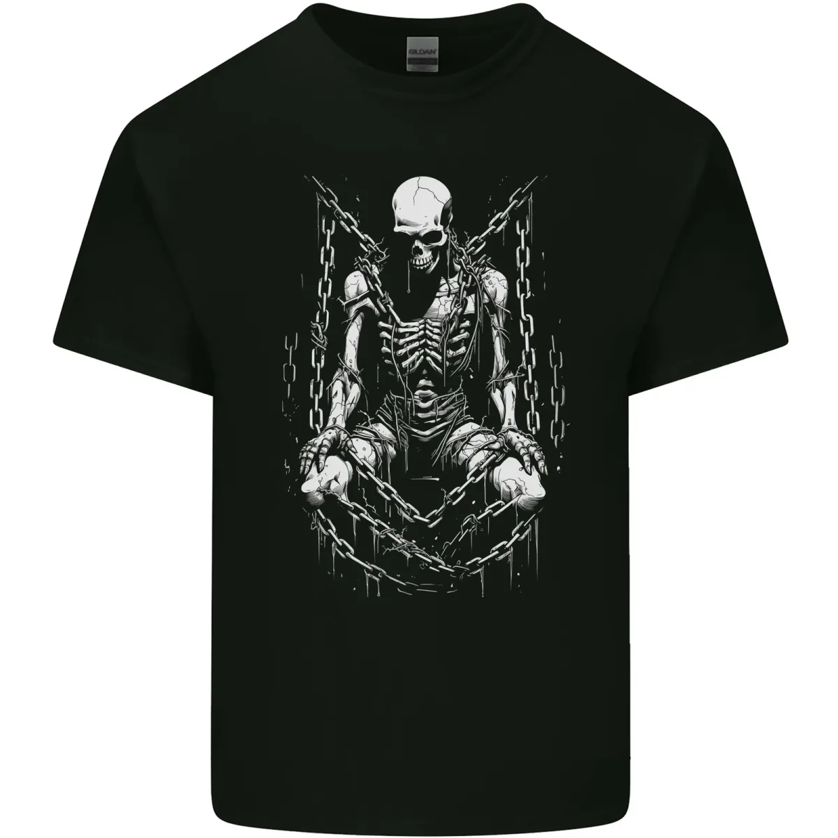 A Skeleton In Bondage Skull Horror Gothic Goth Mens Cotton T-Shirt Mens Womens Tees Top Tee Top_viptrois.com