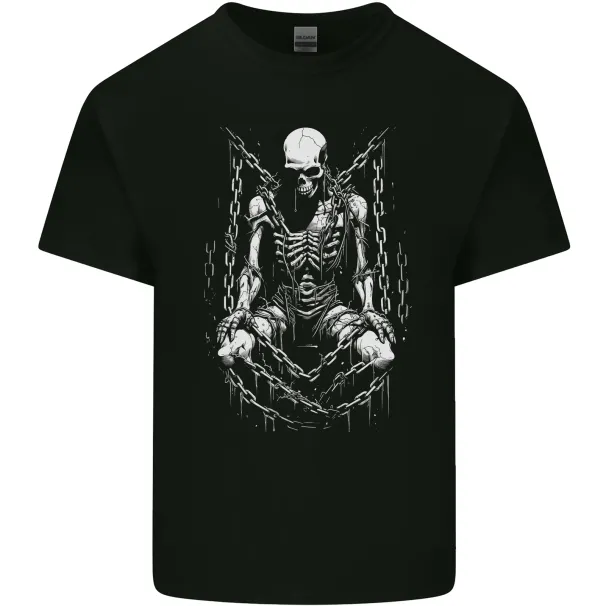 A Skeleton In Bondage Skull Horror Gothic Goth Mens Cotton T-Shirt Mens Womens Tees Top Tee Top_viptrois.com