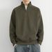 Half-zipper Stand-up Neck Sweater Men's Autumn And Winter Retro Thickened Men's Solid Color Simple Casual Top Jacket Men_viptrois.com