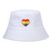 Women's Bucket Hats New Rainbow Heart Embroidered Fisherman Hat New Love Sunshade Sun Protection Bucket Hat Ladies Leisure_viptrois.com