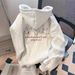 Grey Super Good-looking Cute Cartoon Puppy Sweater Men's And Women's Autumn And Winter Loose Korean Lazy Wind Hooded Jacket_viptrois.com
