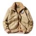 Men's Clothing Bomber Jacket Fleece Lined Cotton Coat With Thick Warm Padding, Oversized Workwear Style, Multiple Pockets – Khaki, Navy, Army Green_viptrois.com