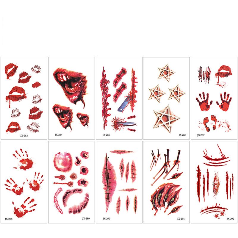 Halloween Stickers Scar Tattoo Stickers holiday colored disposable tattoos_viptrois.com