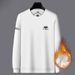 Men's Clothing autumn and winter fleece-lined thickened men's round neck sweater fleece-lined warm Men's bottoming shirt middle-aged T-shirt top_viptrois.com