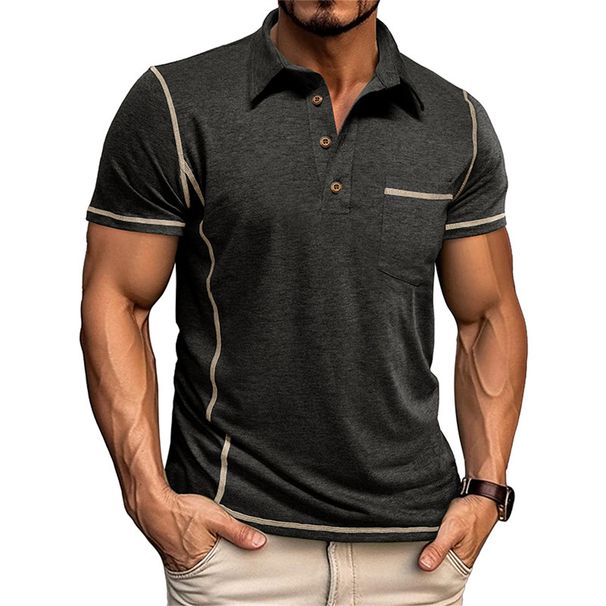 Men's Clothing Summer Men's Short Sleeved Lapel Solid Color Casual Men's Polo Shirt_viptrois.com
