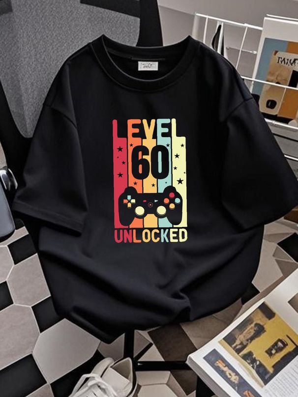 60th Birthday T-Shirt 1963 Mens Funny LEVEL UNLOCKED 60 Year Old Gaming Tee Top Comfortable Homme Slightly Summer Casual Breathable Streetwear_viptrois.com
