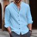 Men's Shirt New Cotton Linen Casual Loose Long Sleeved Shirt For Autumn And Winter_viptrois.com