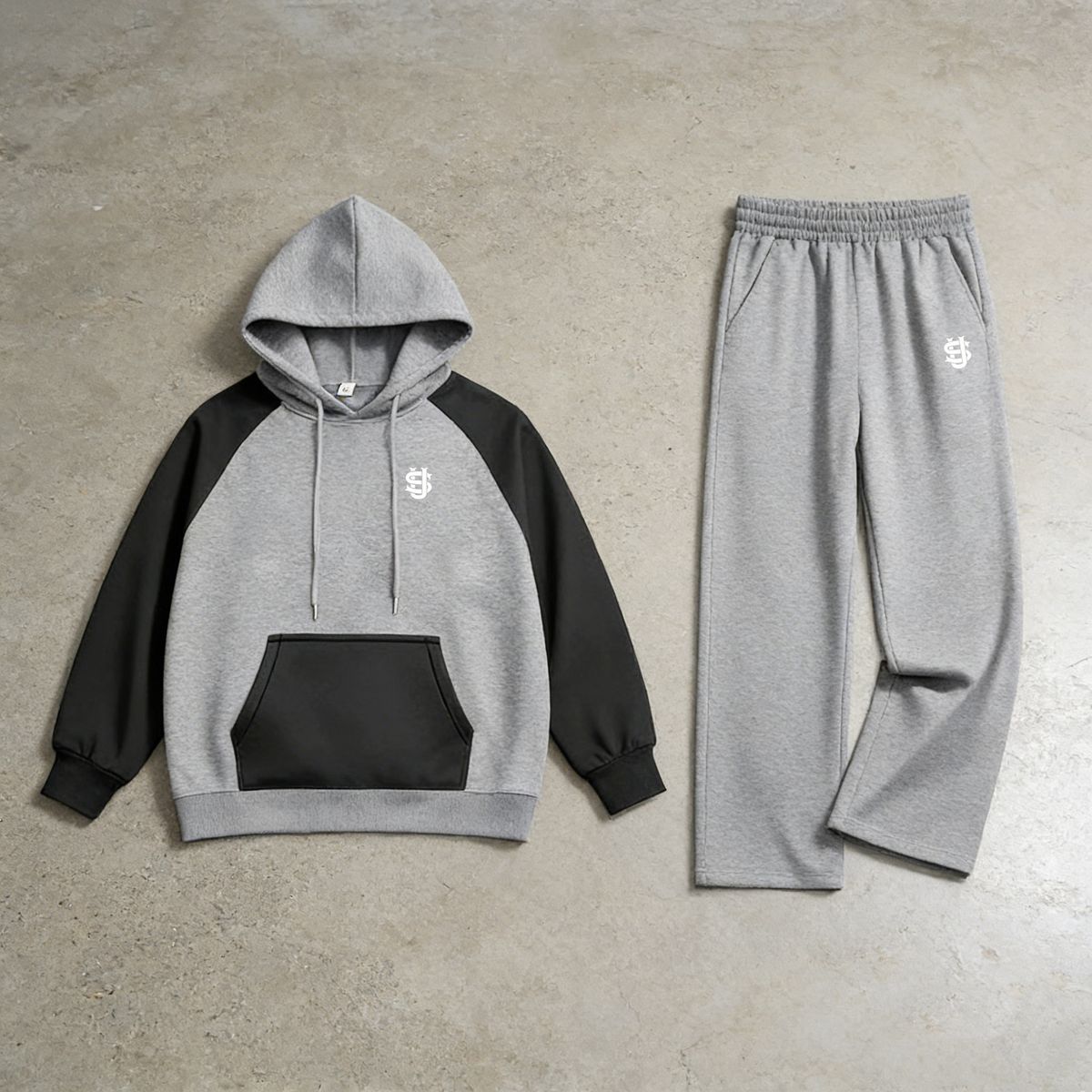 Retro-Inspired Zip-Up Hoodie Set – US Letter Print & Color-Block Design For Men’s Streetwear_viptrois.com