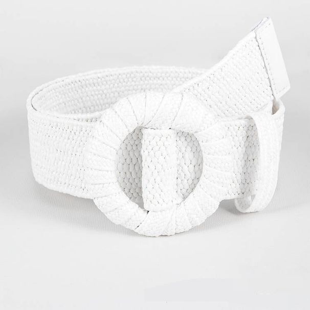 Women Braided Belts Spring And Summer Hot Style Braided Round Buckle Elastic Elastic Pp Grass Girls Belt Versatile Floral Dress_viptrois.com