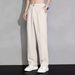 Ice Silk Workwear Small Western Pants For Men, Summer Thin Wide-leg Straight-cut Loose Casual Pants, High-grade Draping Suit Pants_viptrois.com