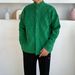 Korean Version Diamond Weave, Niche High-end Style Cardigan, Thickened Knitted Sweater, Semi-high-neck Green Sweater For Men_viptrois.com