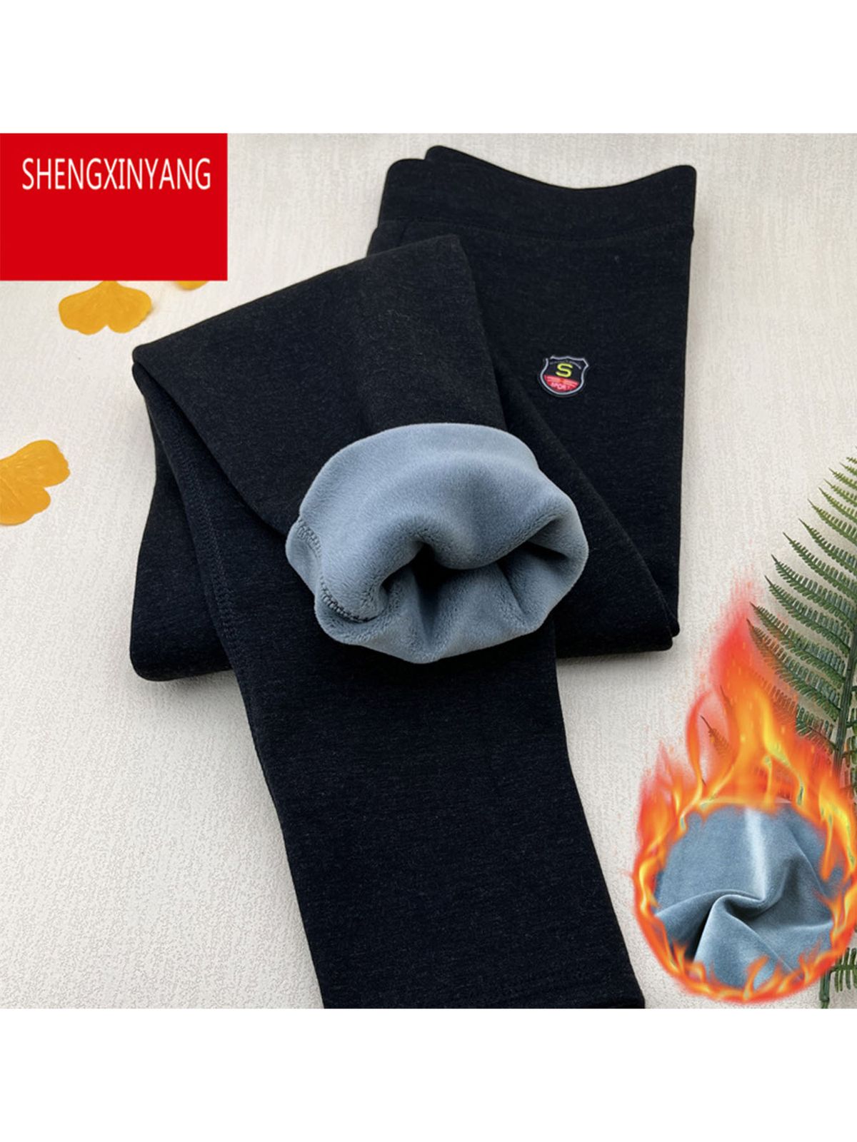 Warm Pants For Men With Fleece Underwear, Tight Fitting High Waisted Cotton Pants With Fleece, Essential Leggings For Autumn And Winter_viptrois.com