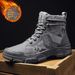Men's High-Top Lace-Up Winter Boots, Fashionable Outdoor Ankle Boots With Fleece Lining, Warm & Comfortable Casual Shoes For Teens & Adults_viptrois.com