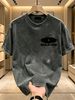 230g Washed Men Crew Neck Tee Tribal Mask Print Short Sleeve Casual Streetwear Summer Top_viptrois.com