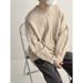 Solid Color Sweater Autumn Winter New Cable Knit Crew Shirt Men Half High Neck Thickened Knitwear Trendy_viptrois.com