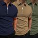 Men's Solid Color Polo Shirt Short Sleeve Turn Down Collar Casual Fit European And American Style 3 Piece Set_viptrois.com