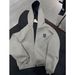 Men's Casual Hooded Sweatshirt With Double Zipper & Space Print – Oversized Streetwear Pullover, Soft Cotton Blend, Unisex Fashion (Gray, M-3XL)_viptrois.com