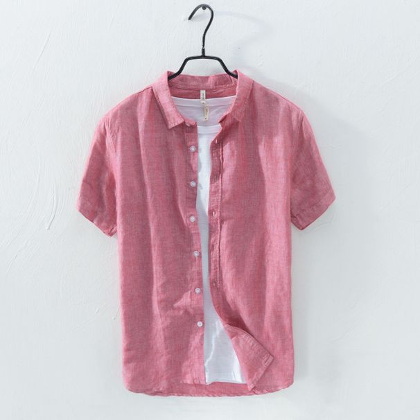 Men's Clothing Simple Solid Color Men's Casual Cotton And Linen Loose Long Sleeved Shirt_viptrois.com