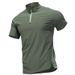 Men's Clothing Short Sleeved Open Tube Polo Shirt Quick Drying Half Zip Stand Up Collar Sports T Shirt Fitness Top_viptrois.com