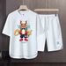 Men's Clothing 2024 Waffle Casual Summer Suit Men's Loose Teen Short sleeved T shirt Shorts Handsome Two piece Suit_viptrois.com