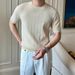Men's Clothing Knitted Short Sleeved T Shirt Summer Thin Trendy Casual Clothes Design Temperament Short Sleeved T Shirt_viptrois.com