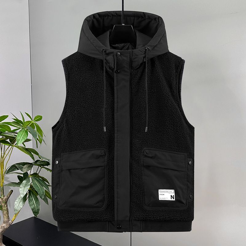 The 2025 New Style Of Granular Down, Down And Cotton Waistcoat For Men's Trendy Student School Uniform Is Worn Over A Pocket Waistcoat_viptrois.com