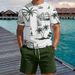 Men's Clothing Short Sleeved Shorts Fashion Casual Men's Short Sleeve T-Shirt & Shorts Set - Tropical Palm Tree Print Beach Vacation Outfit For Summer_viptrois.com